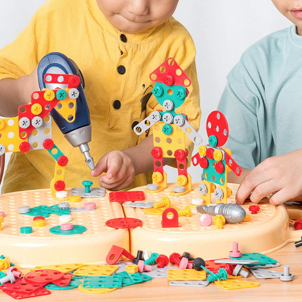 204pcs Magic Montessori Play Toolbox Toy with Electric Drill, Safe for Ages 3+