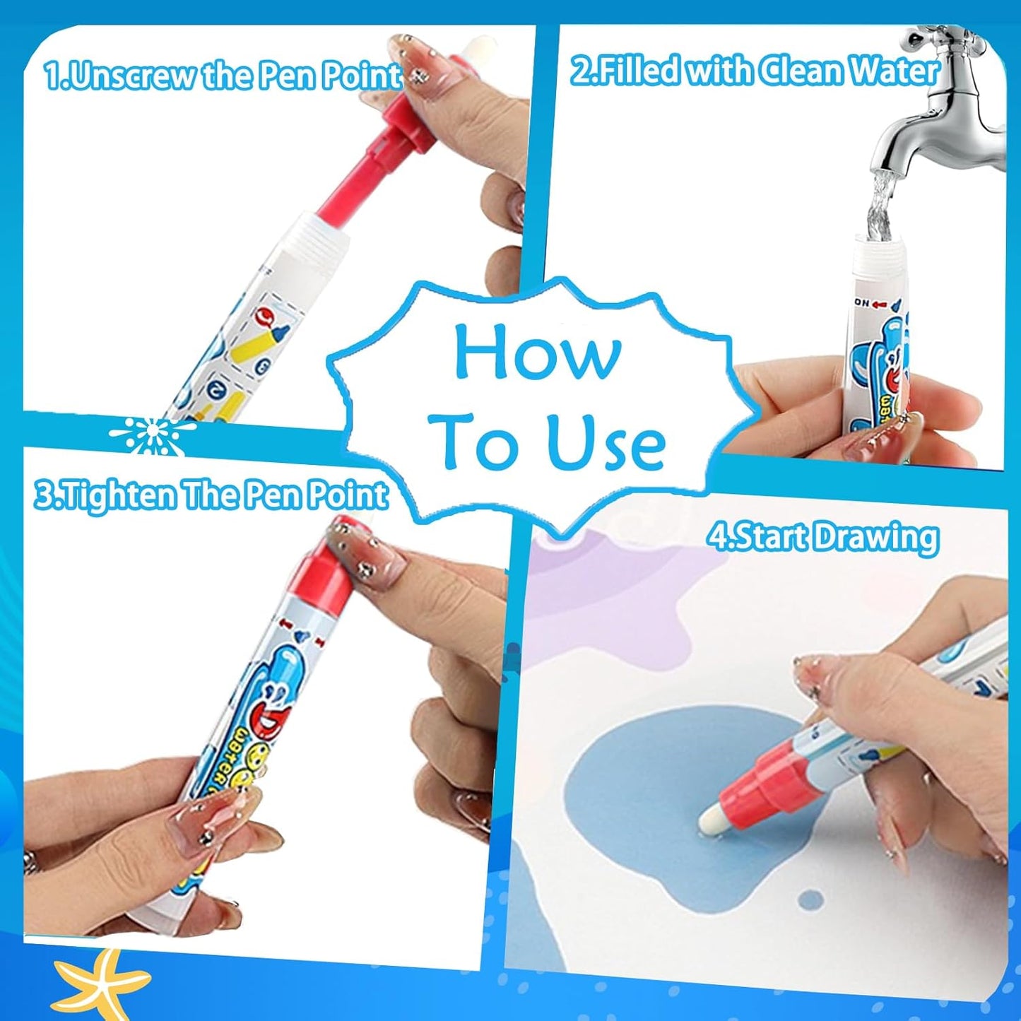 100 x 80cm Large Water Drawing Mat with Magic Pen Safe for Ages 3+