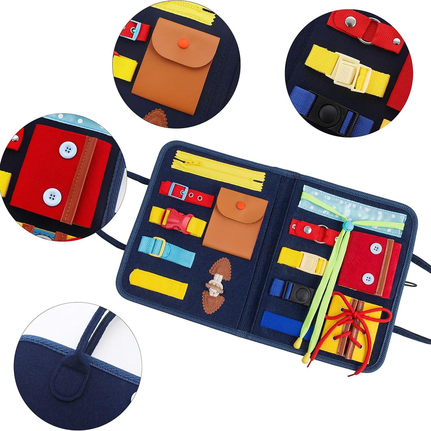14 in 1 Montessori Busy Board for Ages 2+, Non-toxic, Lightweight & Portable