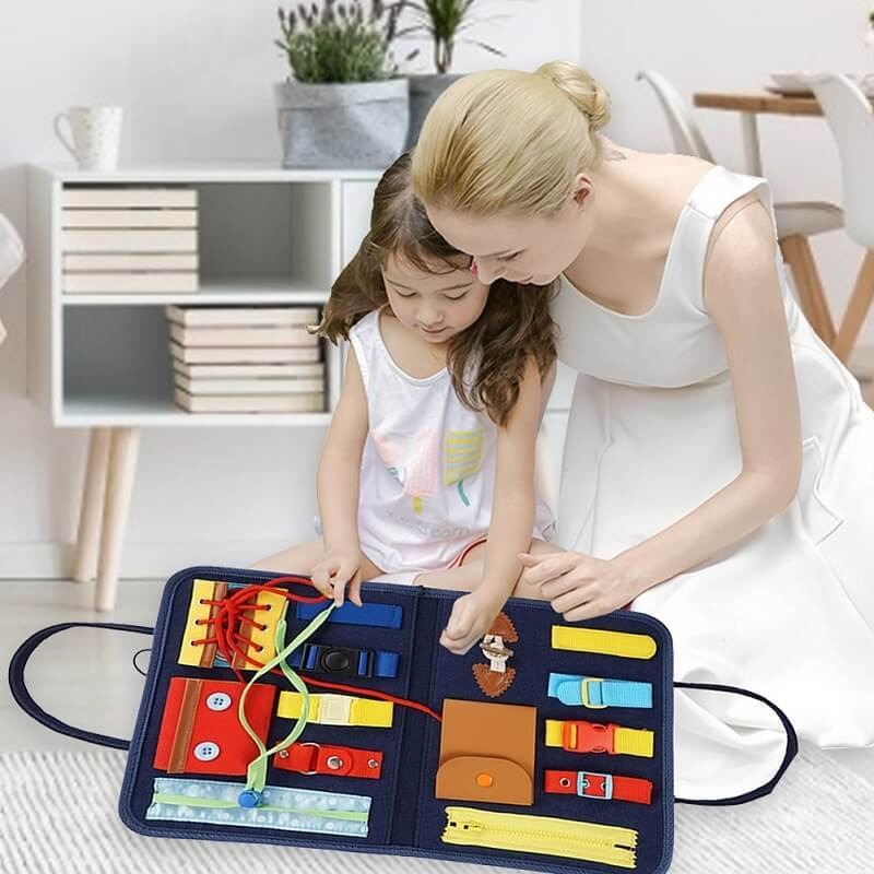 14 in 1 Montessori Busy Board for Ages 2+, Non-toxic, Lightweight & Portable