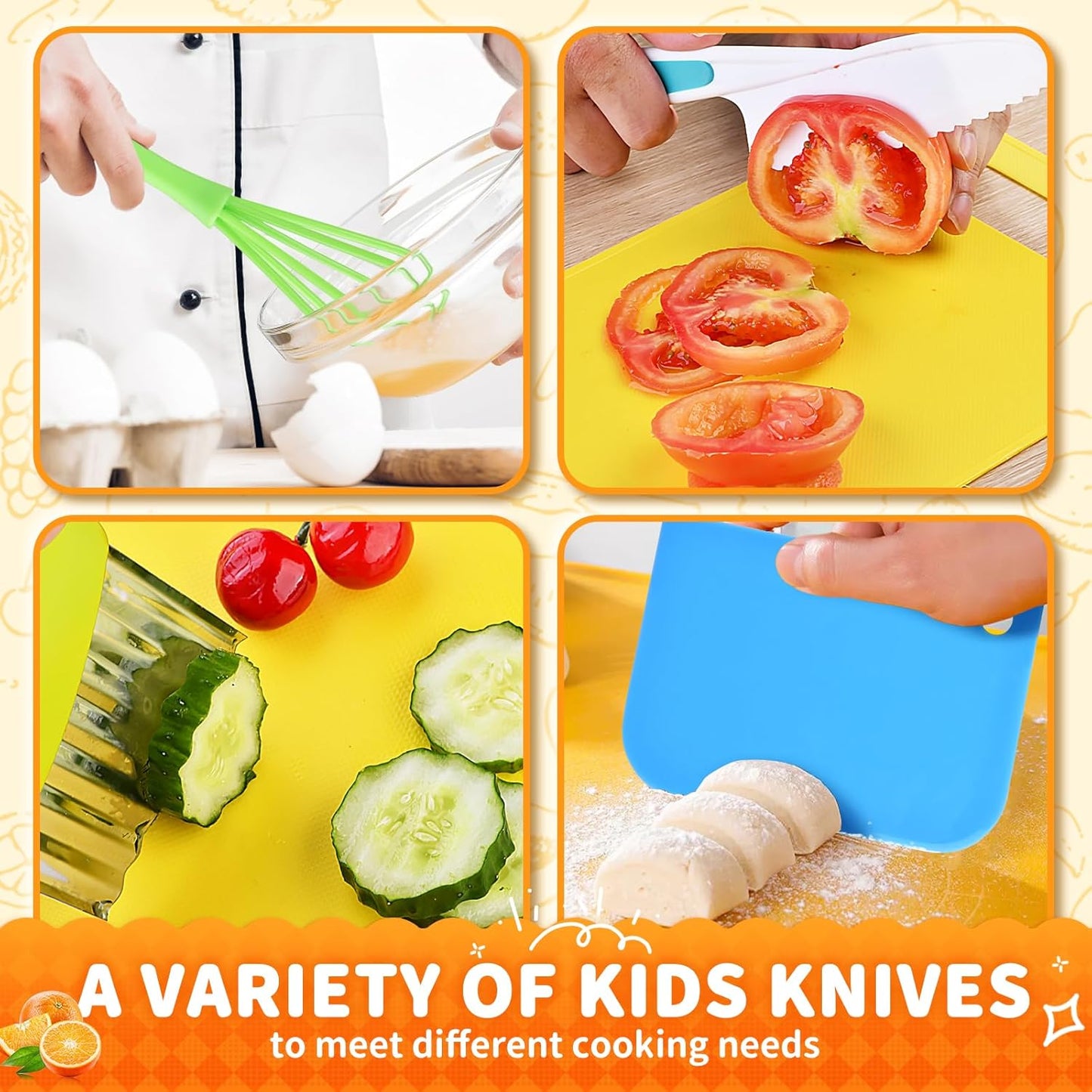 17 PCS Montessori Kitchen Tools for Real Cooking with Cutting Board, Safe for Ages 2+