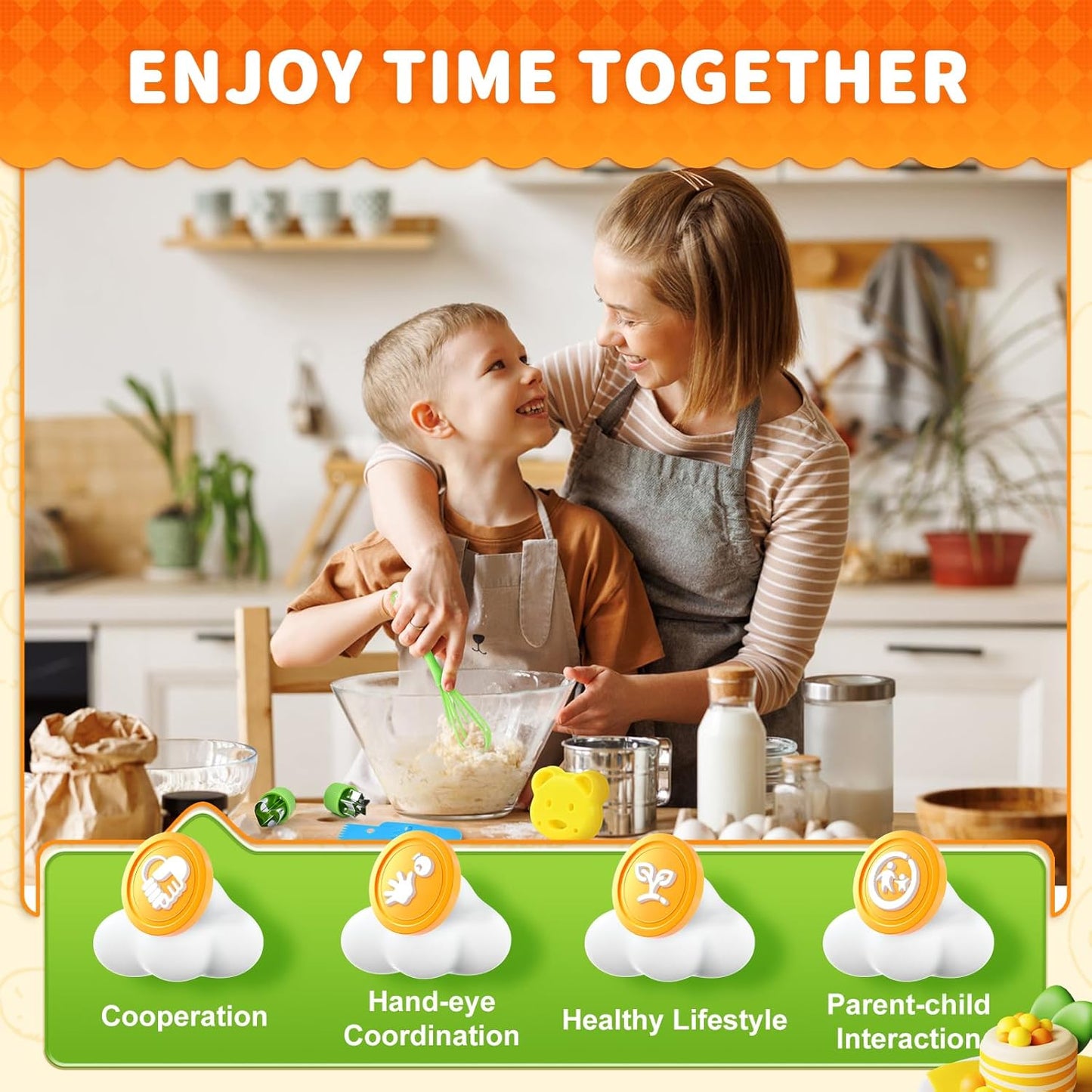 17 PCS Montessori Kitchen Tools for Real Cooking with Cutting Board, Safe for Ages 2+