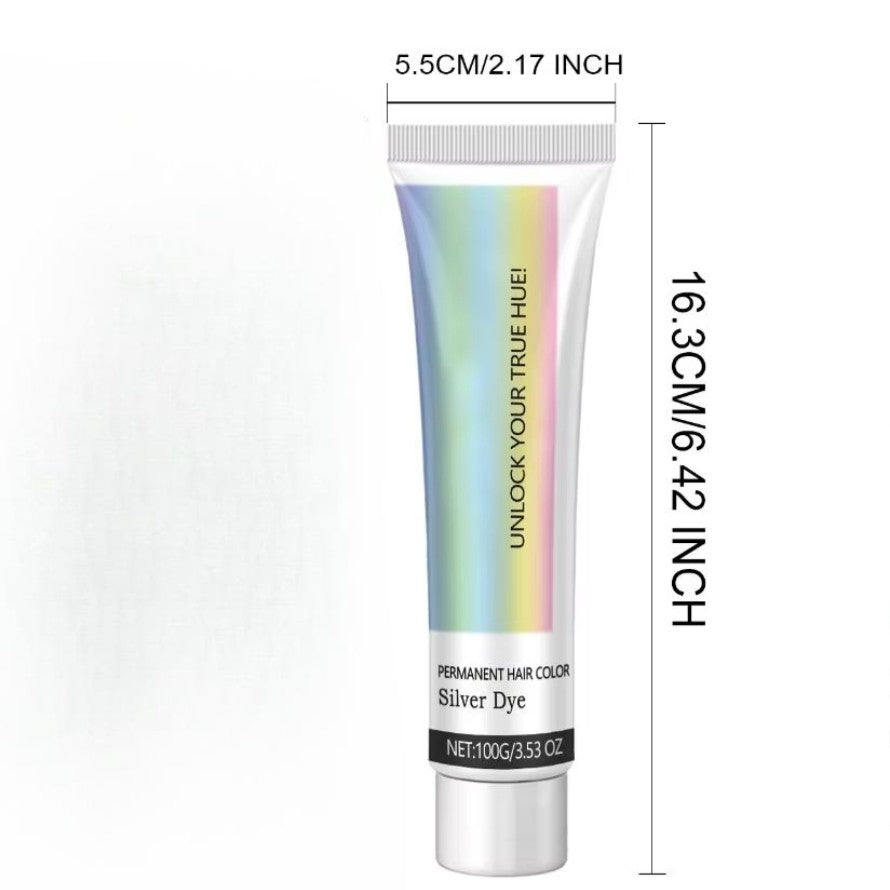 2-in-1 Natural Extract Silver Hair Color Cream with Trendy Silver Effect, Plant-Based Ingredients, and Easy At-Home Use