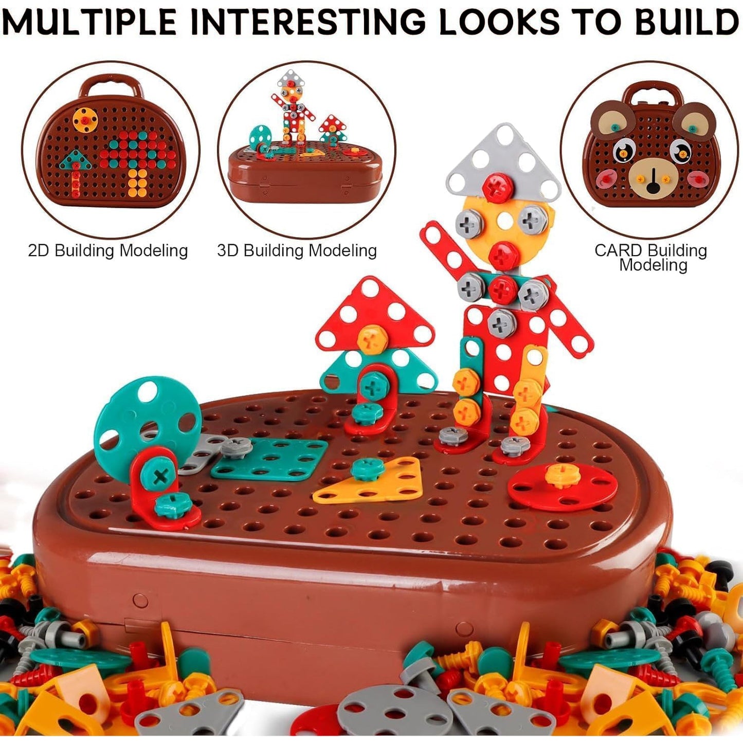 204pcs Magic Montessori Play Toolbox Toy with Electric Drill, Safe for Ages 3+