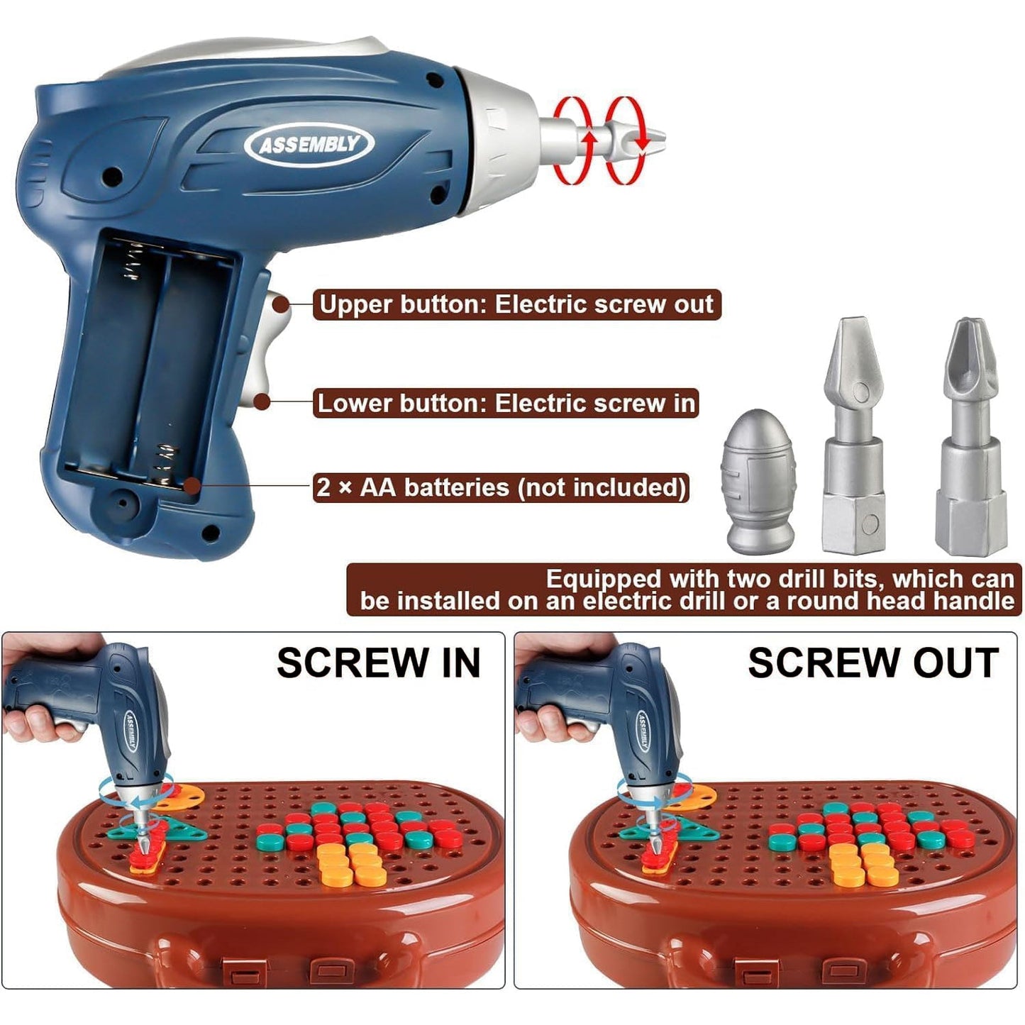 204pcs Magic Montessori Play Toolbox Toy with Electric Drill, Safe for Ages 3+