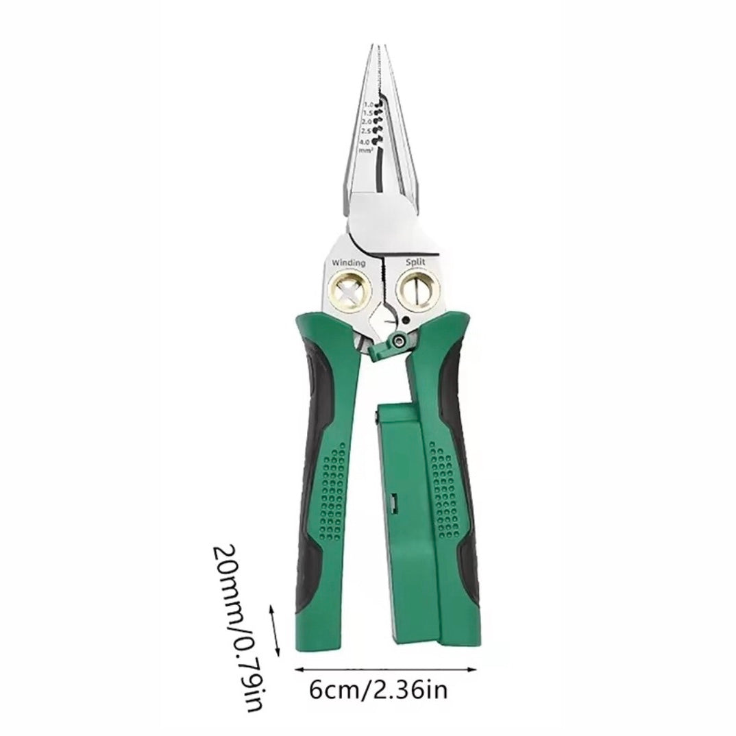 8-in-1 Multi-Functional Wire Stripping Pliers with Electrical Tester, Winding & Split Hole Design, Made from Durable Stainless Steel