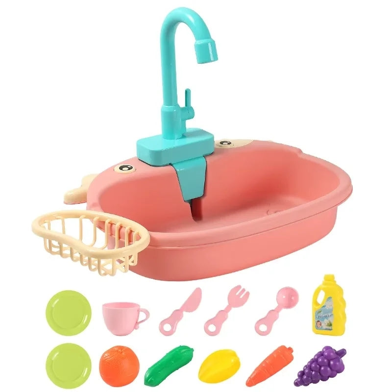 Battery Kitchen Sink Toy with Realistic Water Circulation, ABS plastic, Safe for Ages 3+
