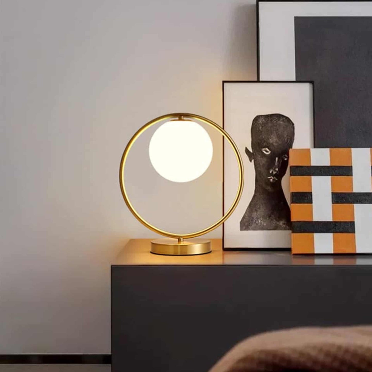 Brass LED Wall Light – Round Ring Design for Bedroom