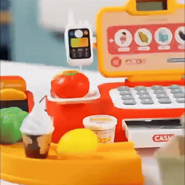 Cash Register Toy with Role-Play Features, Built-in Calculator, Mobile Payment, Safe for Ages 3+