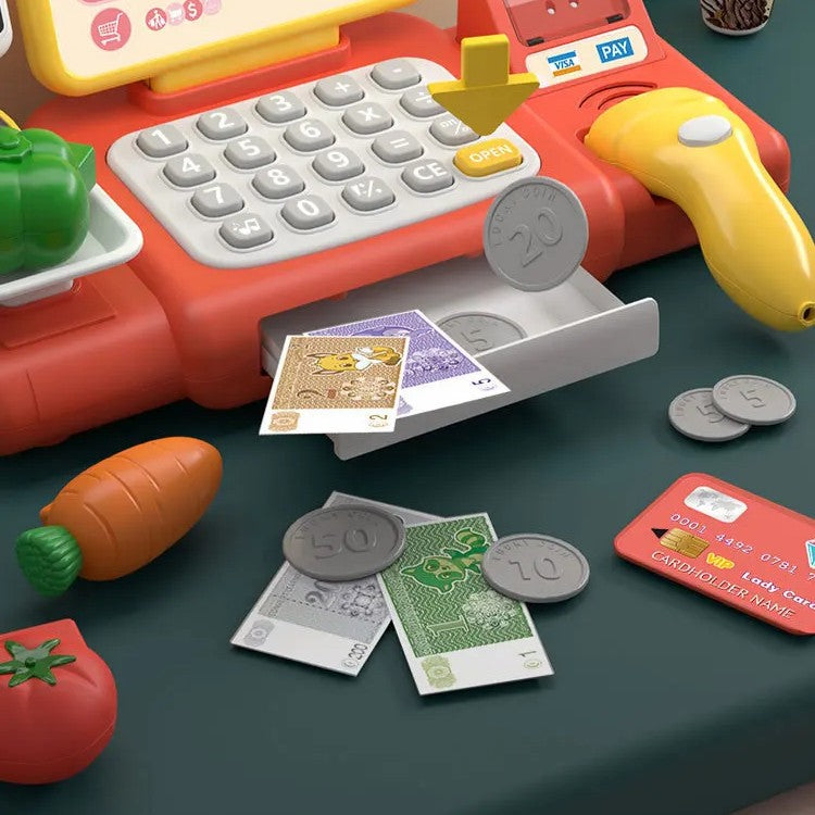 Cash Register Toy with Role-Play Features, Built-in Calculator, Mobile Payment, Safe for Ages 3+