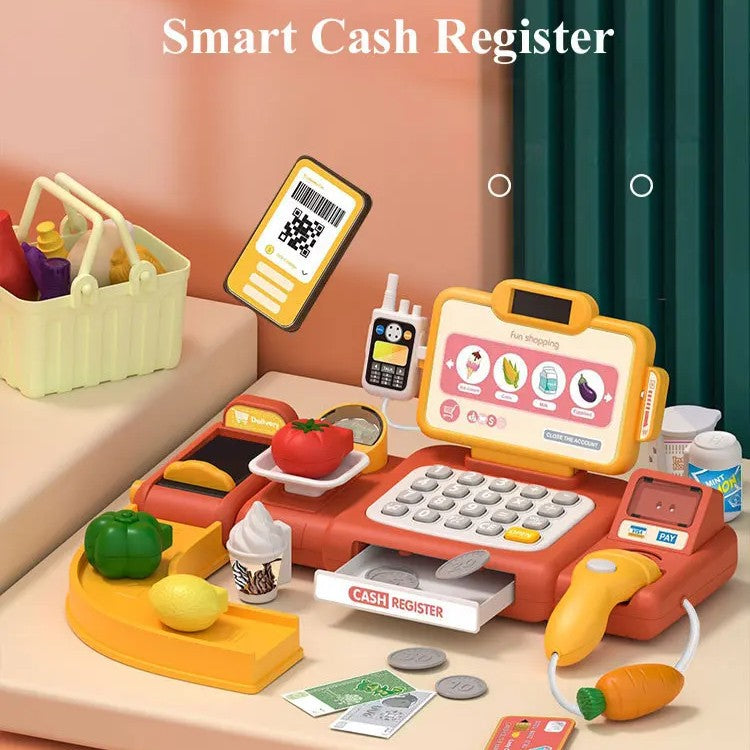 Cash Register Toy with Role-Play Features, Built-in Calculator, Mobile Payment, Safe for Ages 3+