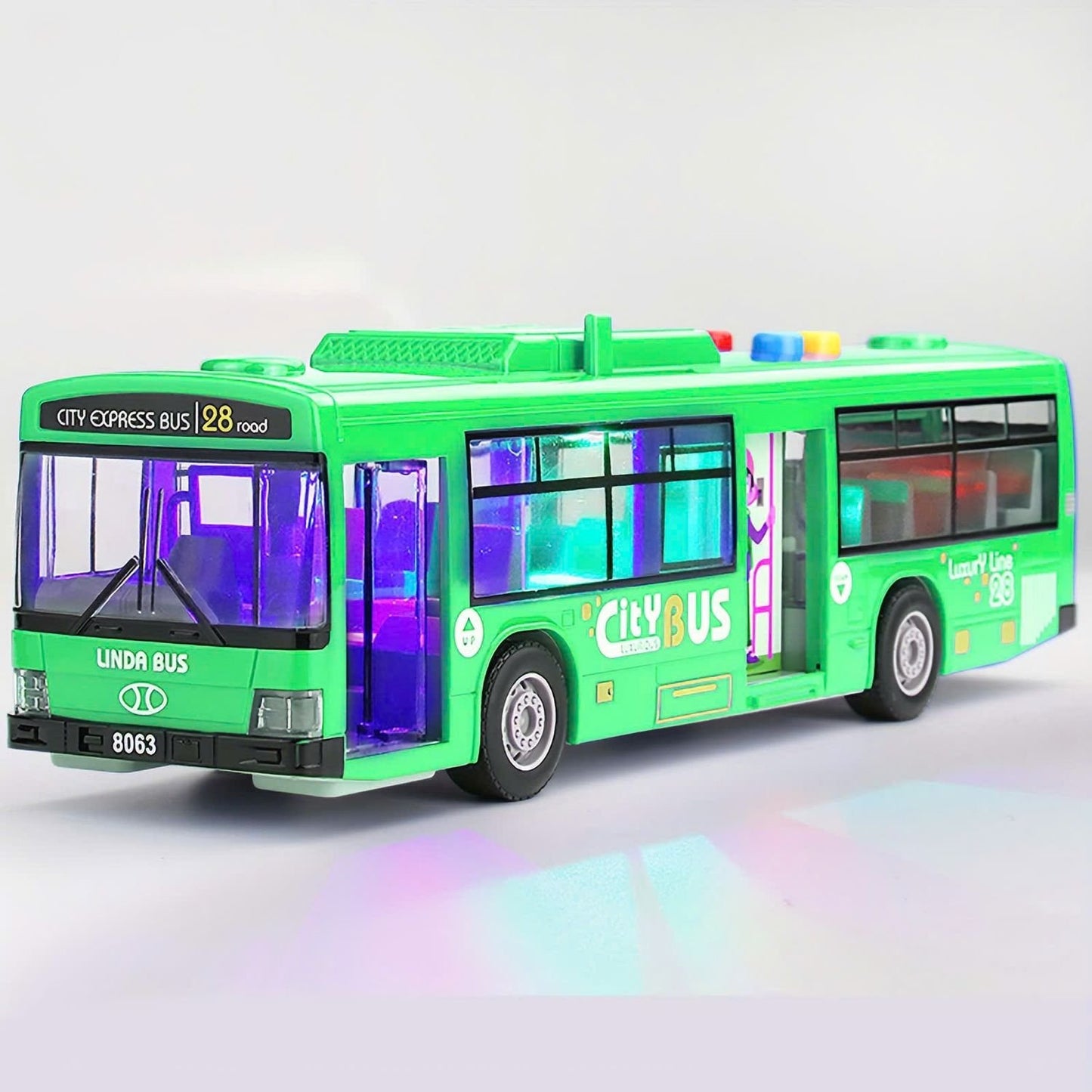 City Bus Toy with Sound, Lights, Opening & Closing Doors – Safe for Ages 3+