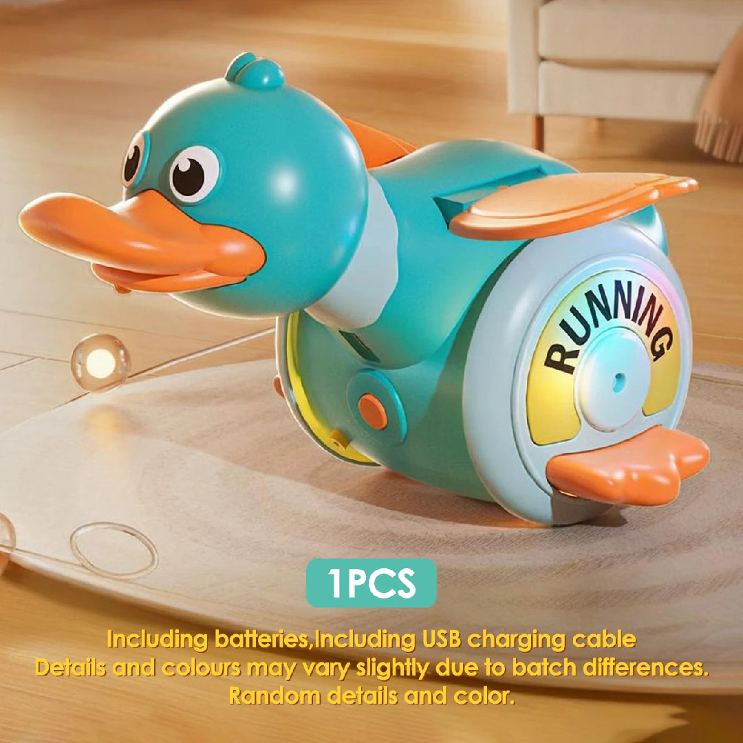 Crawling Baby with Musical Duck, Auto Obstacle Avoidance, RGB Lights, 360° Spinning, Safe for Ages 1+