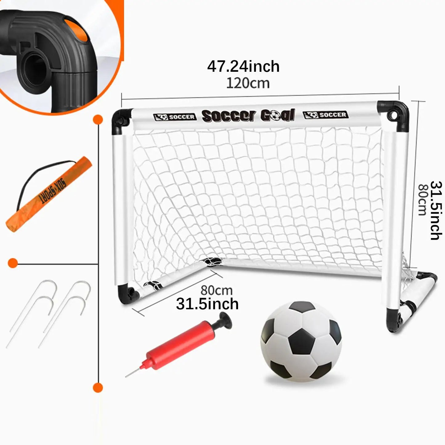 Foldable Kids Soccer Goal Set with Ball & Ground Stakes – Easy-to-Assemble Football Gate for Backyard Fun, Park Games & Training