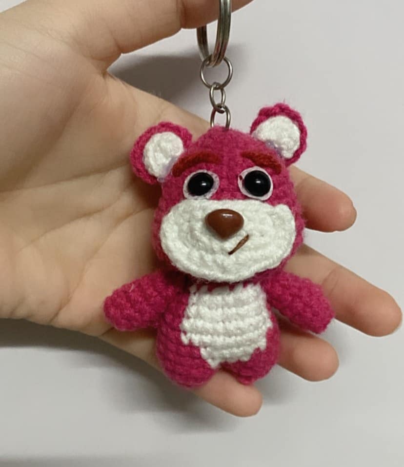 Handmade Cute and Adorable Strawberry Bear Keychain for Bags and Backpacks