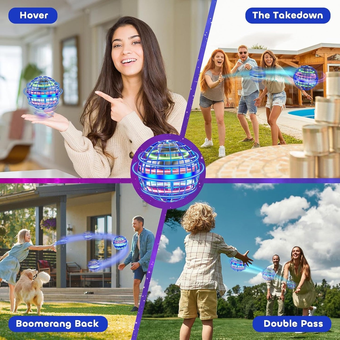 Magic Flying Orb Ball with LED Light, Boomerang Return and USB Rechargeable, Safe for Ages 6+