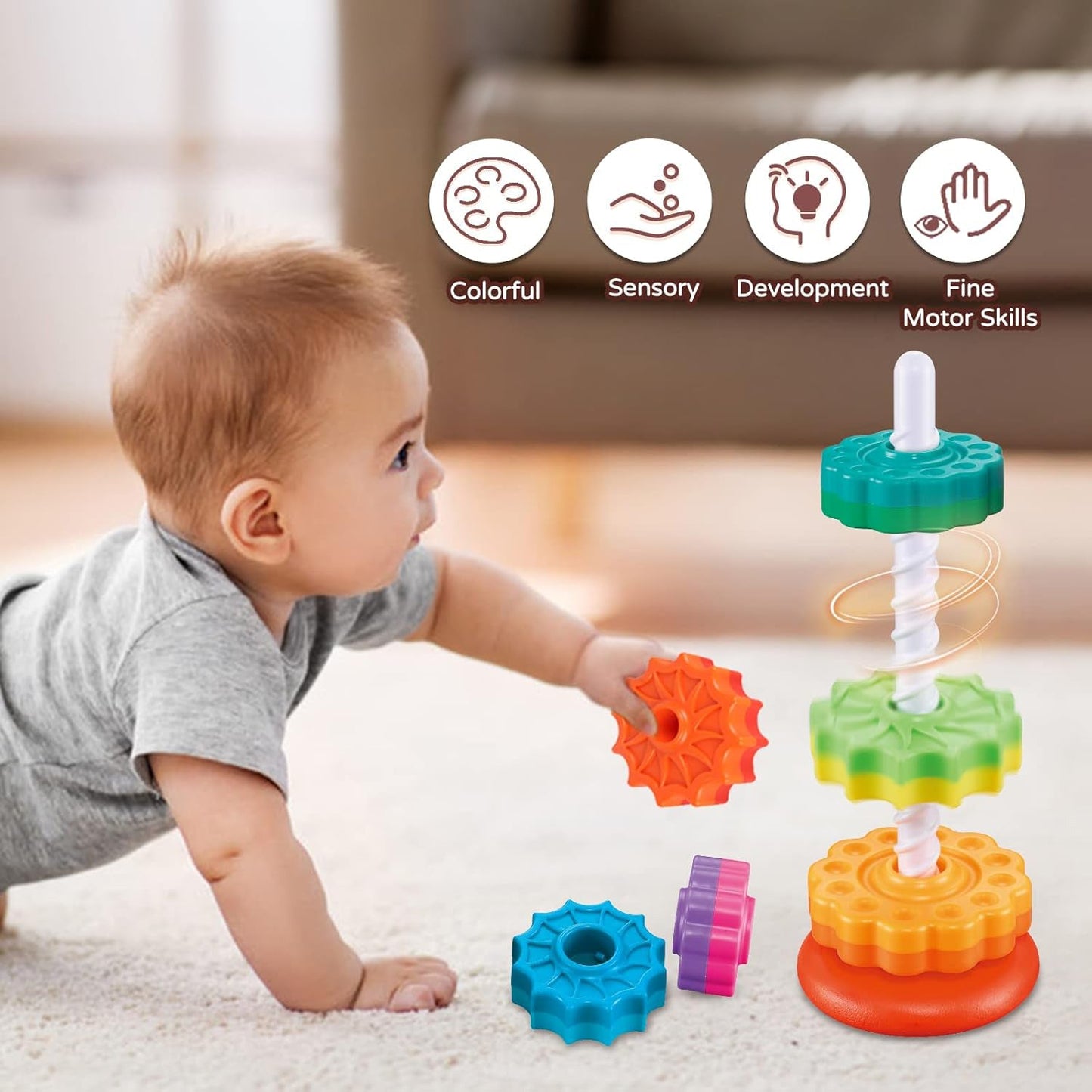 Montessori Rainbow Stacking Toy, Safe Educational Toy for Toddlers Ages 1+