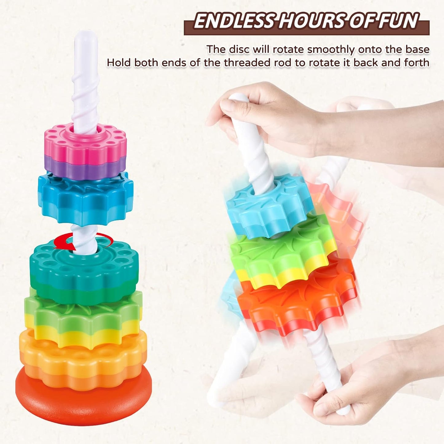 Montessori Rainbow Stacking Toy, Safe Educational Toy for Toddlers Ages 1+