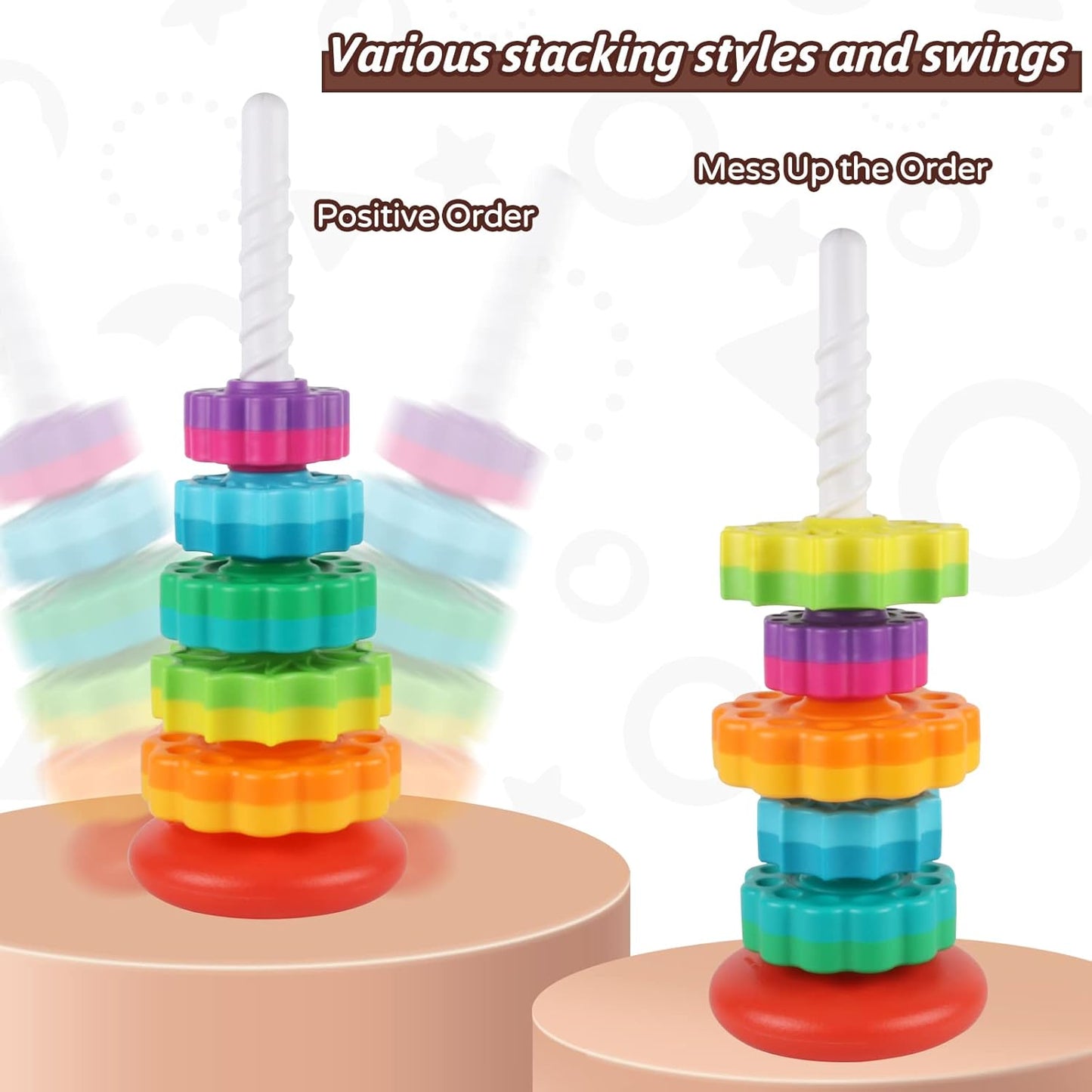 Montessori Rainbow Stacking Toy, Safe Educational Toy for Toddlers Ages 1+
