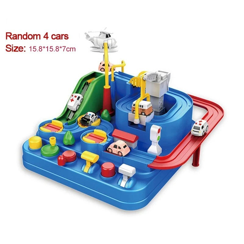 Race Track STEM Learning Toy for Kids Ages 3+ with 4 Mini Cars and 9 Fun Puzzle Levels