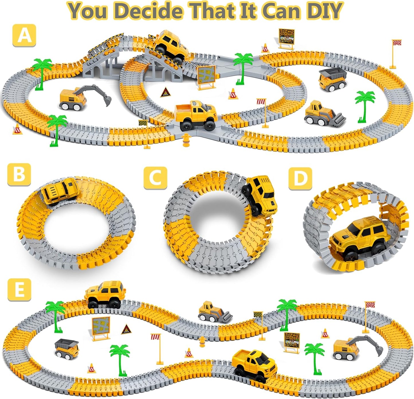 Race Track Toy, Creative Buildable Road Set with Model Cars, Easy Assembly, Safe for Ages 3+