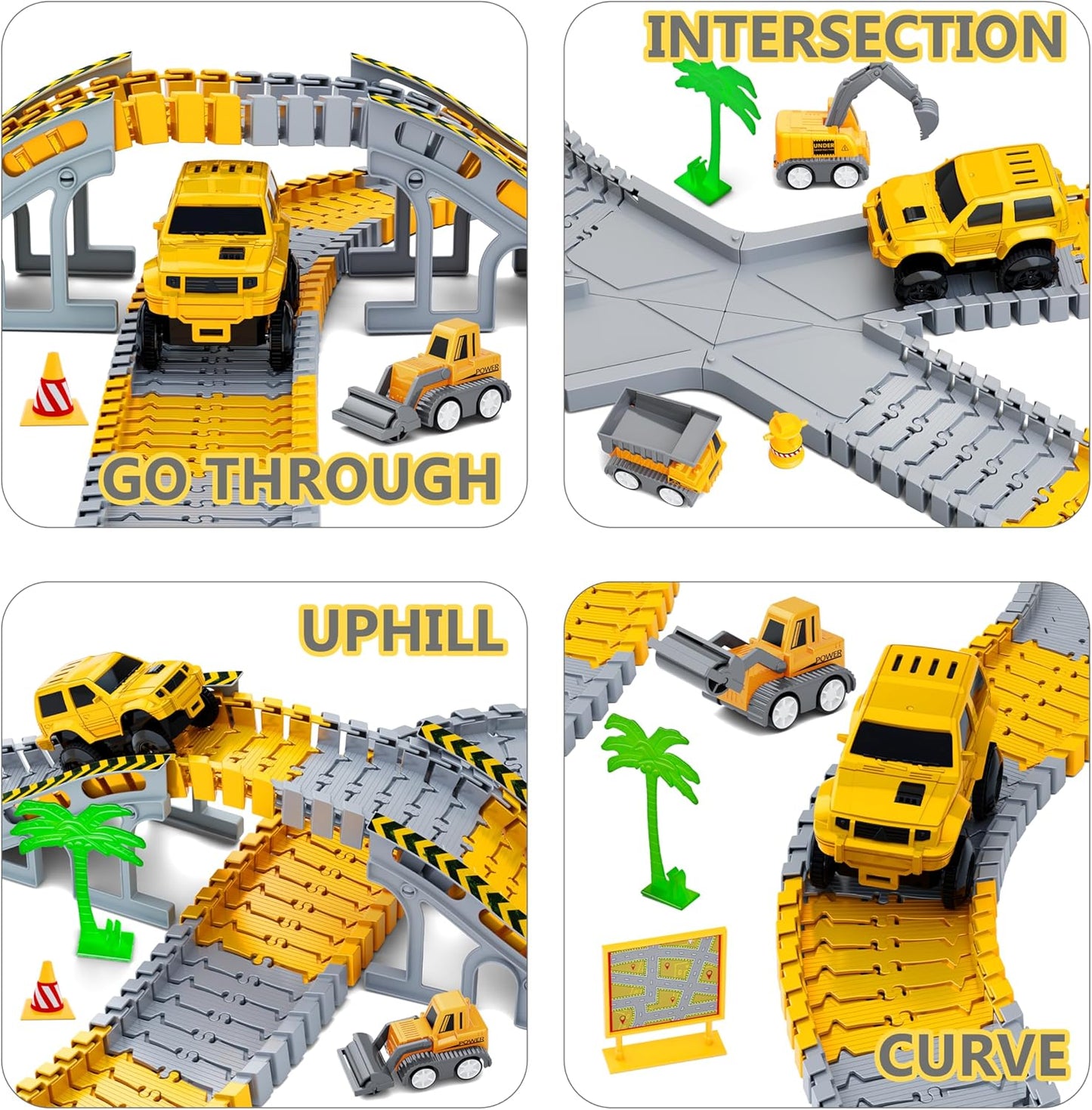 Race Track Toy, Creative Buildable Road Set with Model Cars, Easy Assembly, Safe for Ages 3+