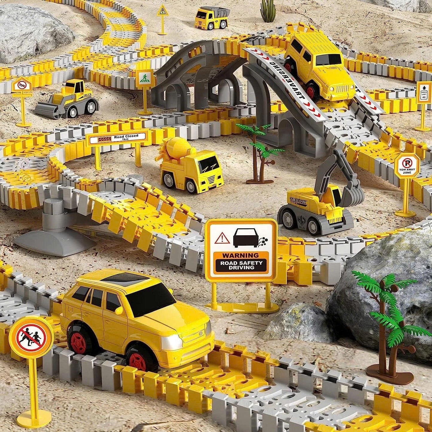 Race Track Toy, Creative Buildable Road Set with Model Cars, Easy Assembly, Safe for Ages 3+