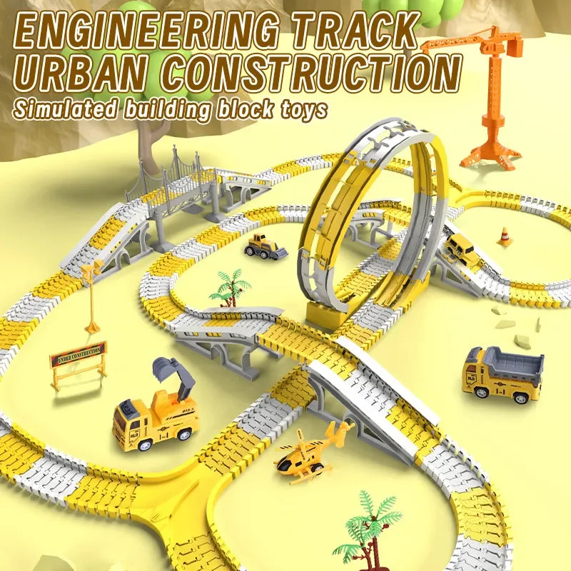 Race Track Toy, Creative Buildable Road Set with Model Cars, Easy Assembly, Safe for Ages 3+