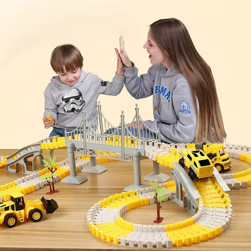Race Track Toy, Creative Buildable Road Set with Model Cars, Easy Assembly, Safe for Ages 3+