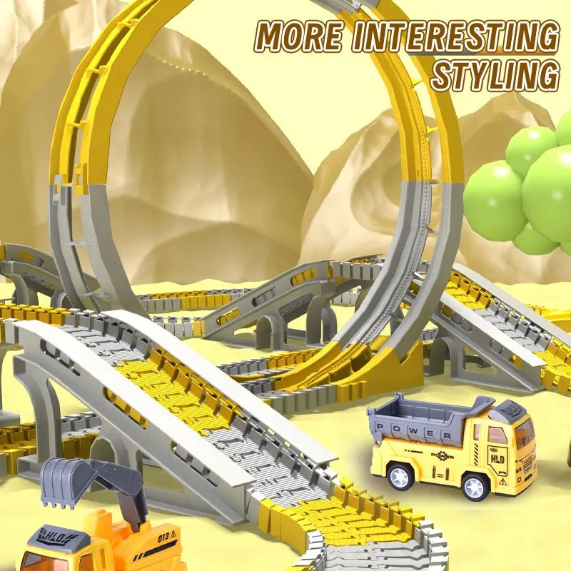 Race Track Toy, Creative Buildable Road Set with Model Cars, Easy Assembly, Safe for Ages 3+