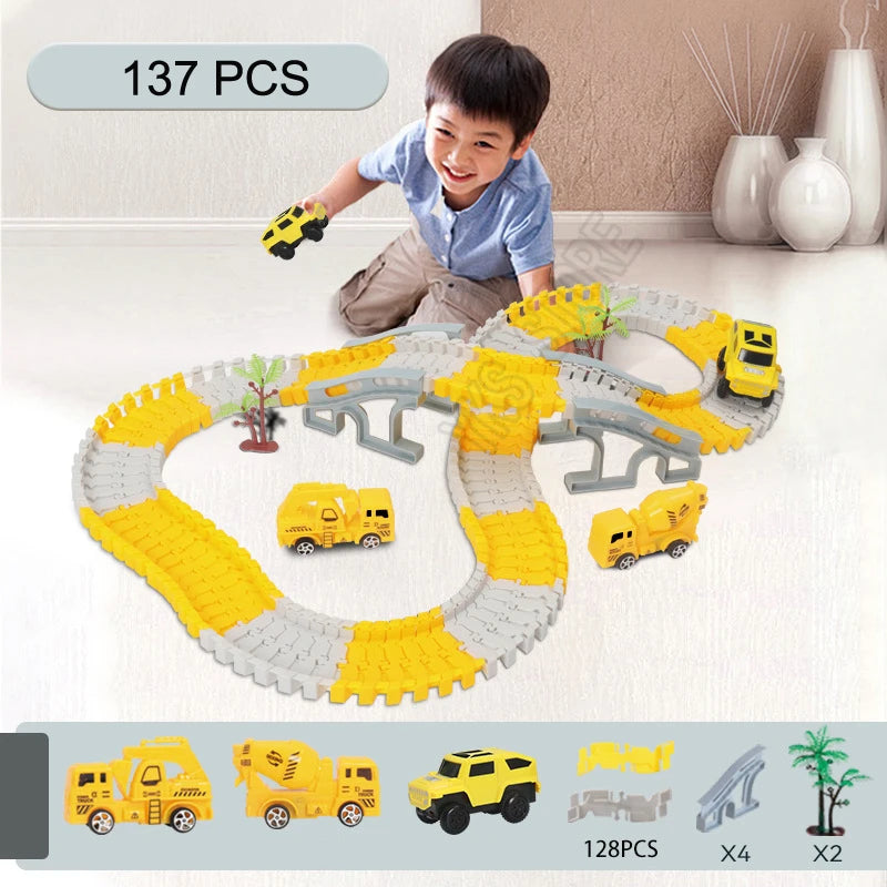 Race Track Toy, Creative Buildable Road Set with Model Cars, Easy Assembly, Safe for Ages 3+