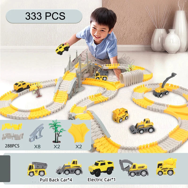 Race Track Toy, Creative Buildable Road Set with Model Cars, Easy Assembly, Safe for Ages 3+