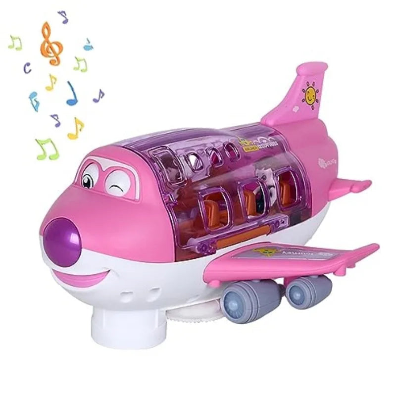 360° Rotating Electric Airplane Toy with Lights and Music, Smart Direction Change, Safe for Ages 3+