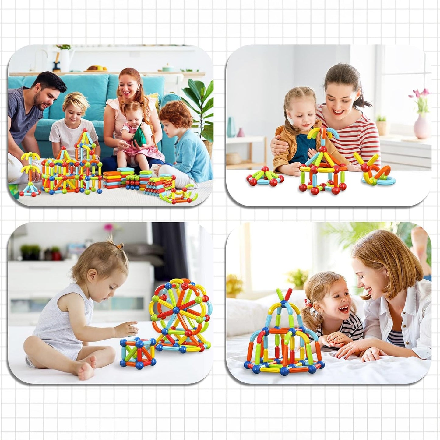 25 - 138 PCS STEM Magnetic Building Blocks, Large Sticks and Balls Construction Set, Safe for Kids Ages 3+