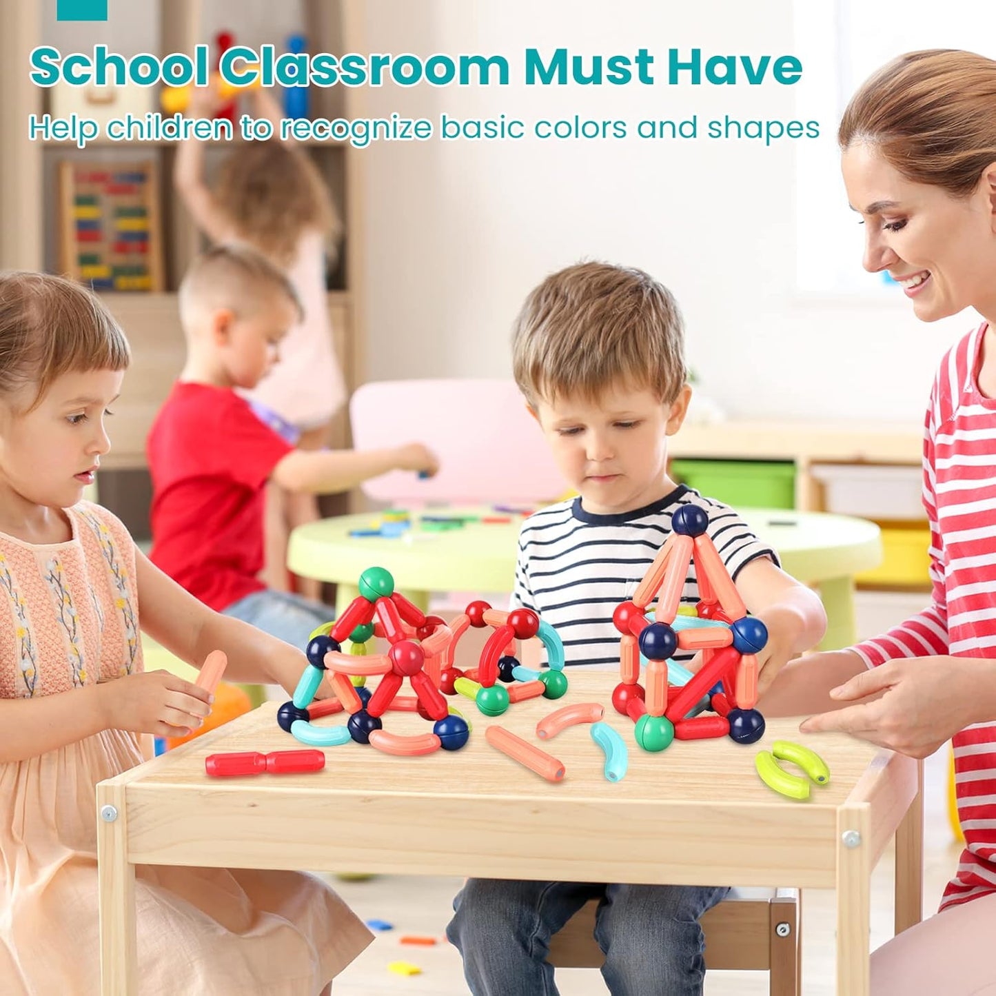 25 - 138 PCS STEM Magnetic Building Blocks, Large Sticks and Balls Construction Set, Safe for Kids Ages 3+