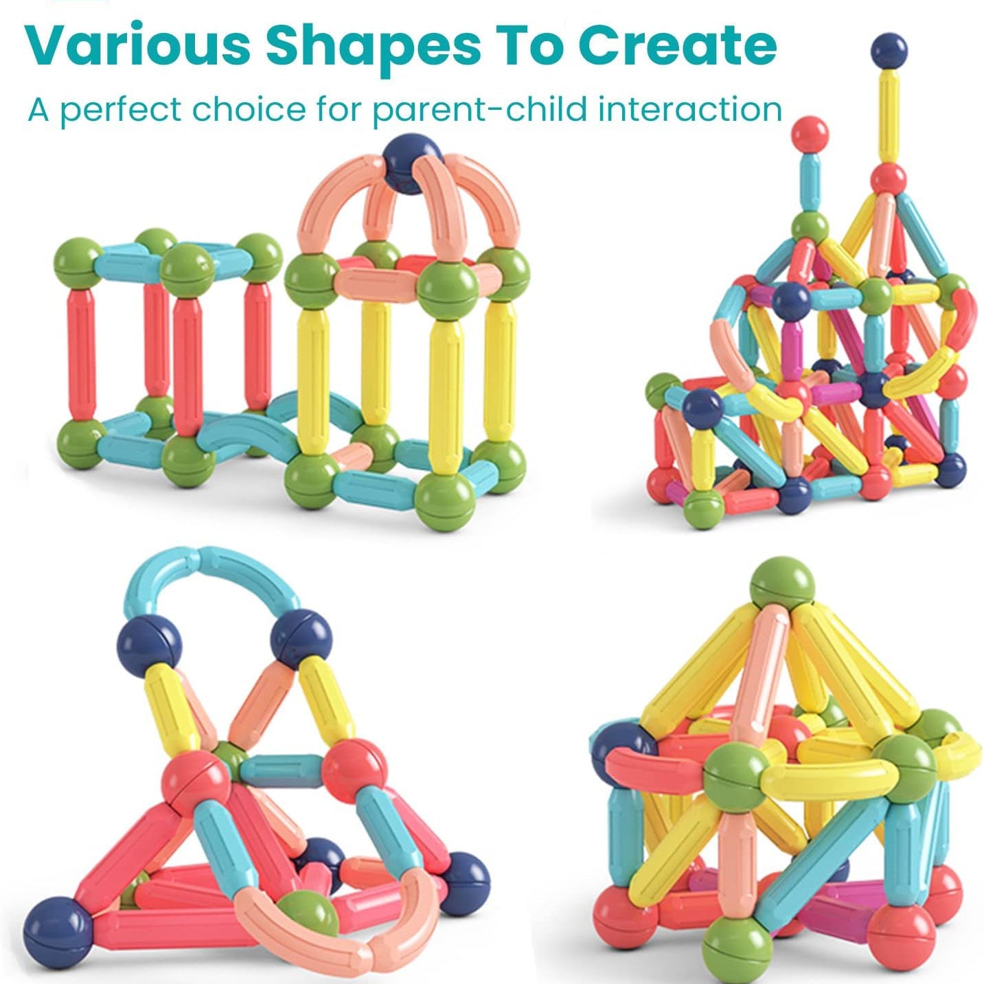 25 - 138 PCS STEM Magnetic Building Blocks, Large Sticks and Balls Construction Set, Safe for Kids Ages 3+