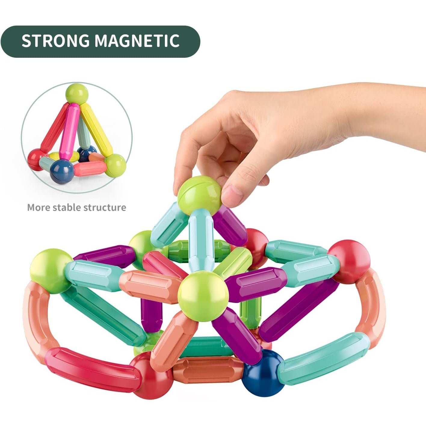 25 - 138 PCS STEM Magnetic Building Blocks, Large Sticks and Balls Construction Set, Safe for Kids Ages 3+