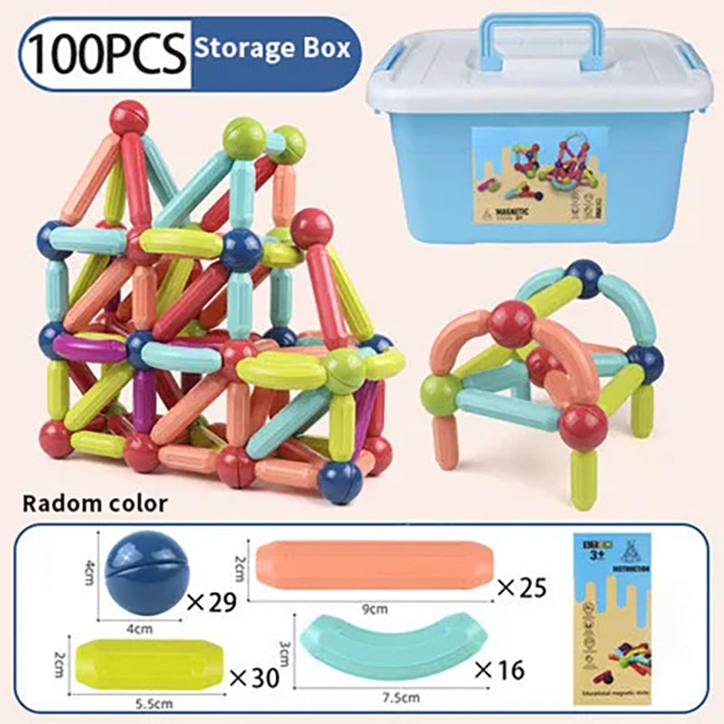 32 - 138 PCS STEM Magnetic Building Blocks, Large Sticks and Balls Construction Set, Safe for Kids Ages 3+