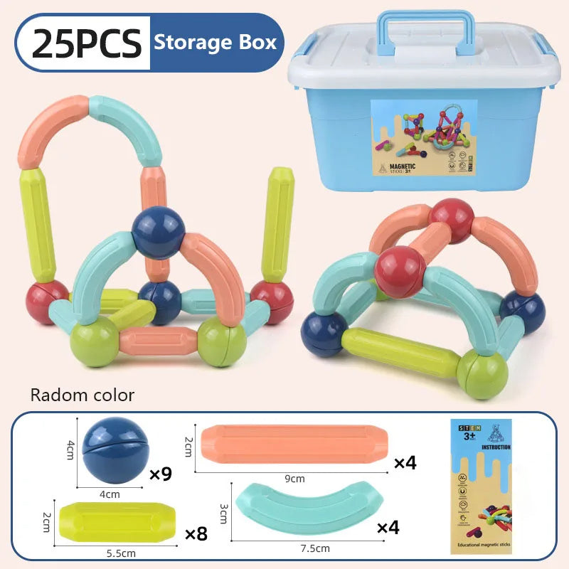26 - 138 PCS STEM Magnetic Building Blocks, Large Sticks and Balls Construction Set, Safe for Kids Ages 3+