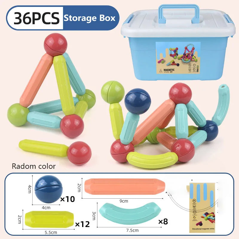 27 - 138 PCS STEM Magnetic Building Blocks, Large Sticks and Balls Construction Set, Safe for Kids Ages 3+