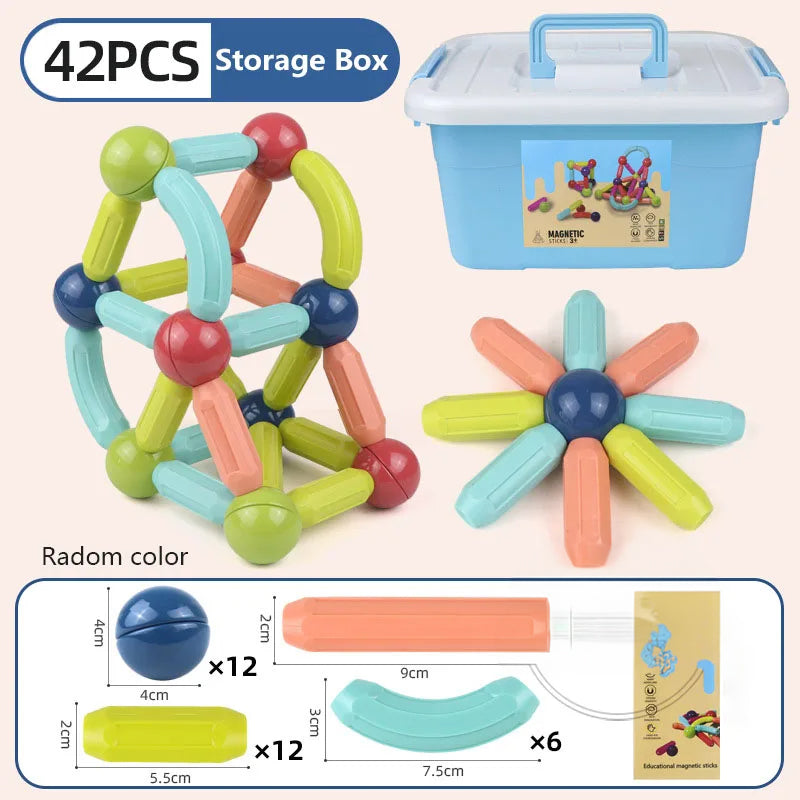 28 - 138 PCS STEM Magnetic Building Blocks, Large Sticks and Balls Construction Set, Safe for Kids Ages 3+