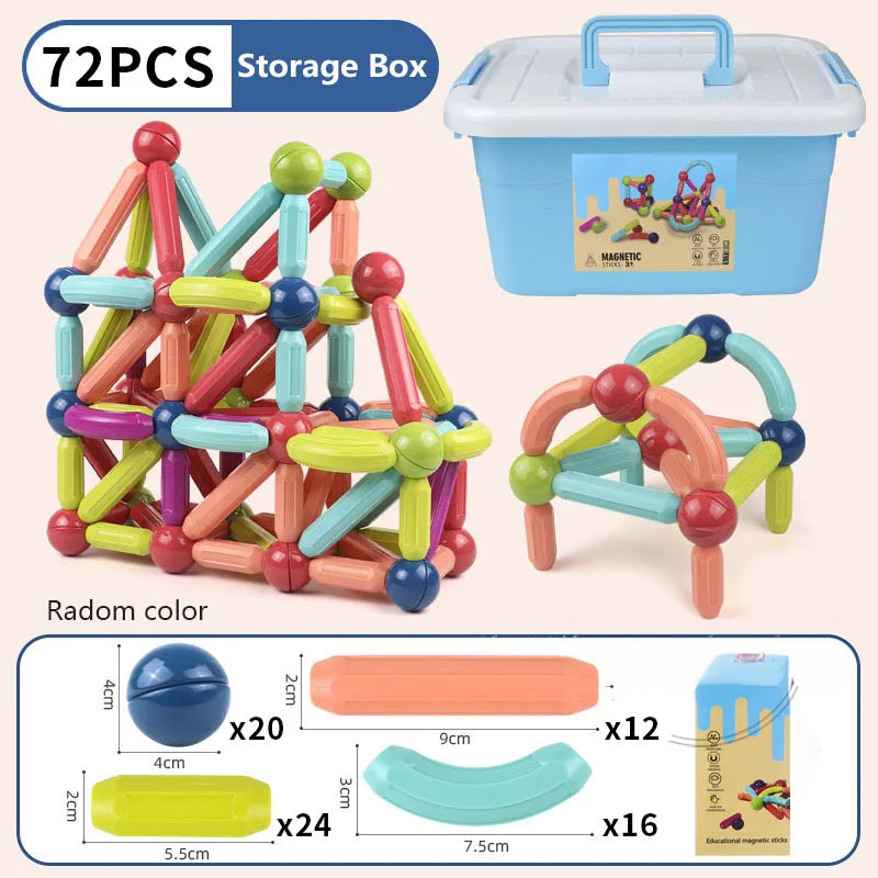 31 - 138 PCS STEM Magnetic Building Blocks, Large Sticks and Balls Construction Set, Safe for Kids Ages 3+