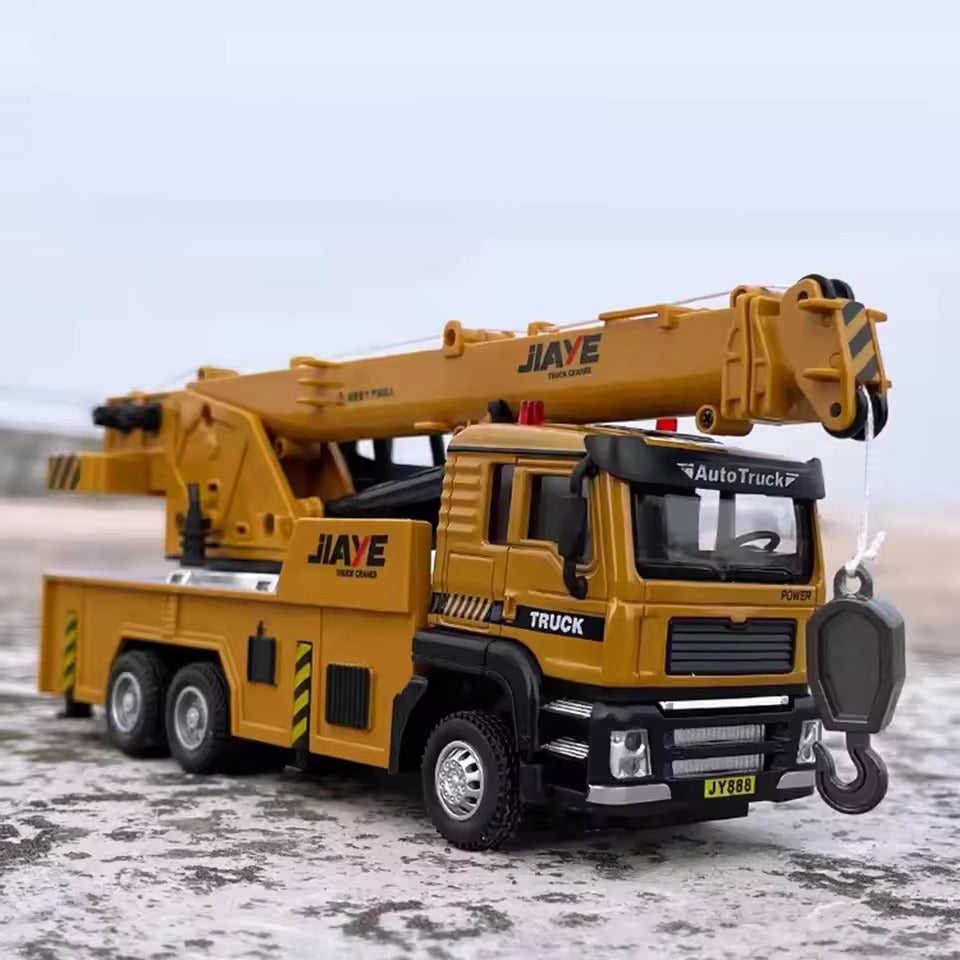 1-50 Crane Truck Model - Alloy Diecast, Extendable Boom, Pull-Back Action, Safe for Ages 3+
