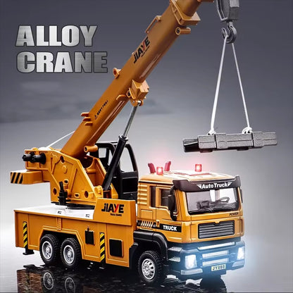 1-50 Crane Truck Model - Alloy Diecast, Extendable Boom, Pull-Back Action, Safe for Ages 3+