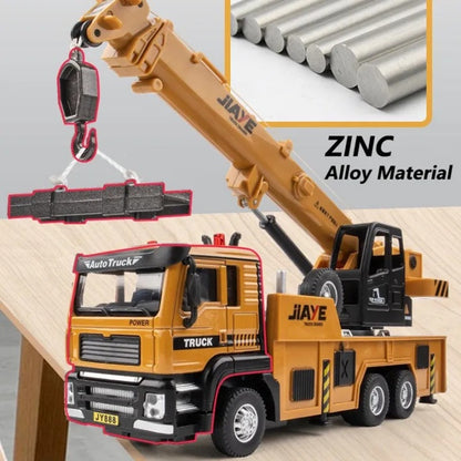 1-50 Crane Truck Model - Alloy Diecast, Extendable Boom, Pull-Back Action, Safe for Ages 3+
