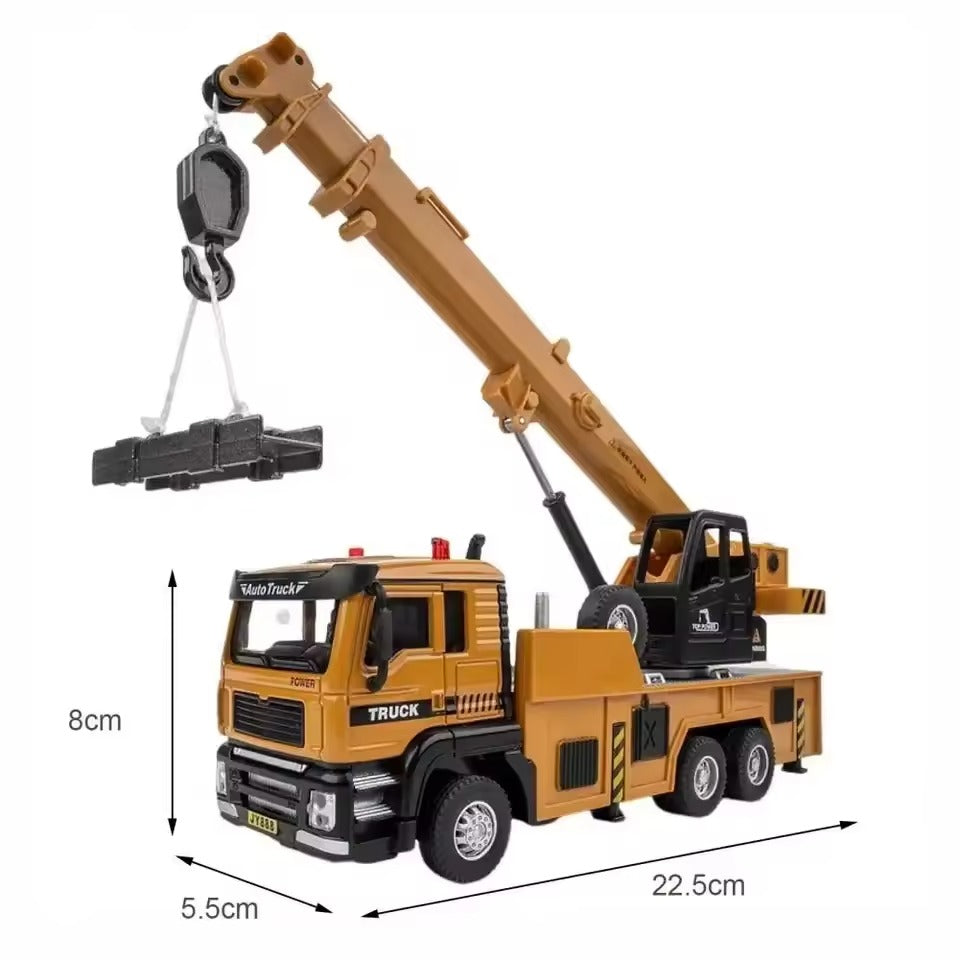 1-50 Crane Truck Model - Alloy Diecast, Extendable Boom, Pull-Back Action, Safe for Ages 3+