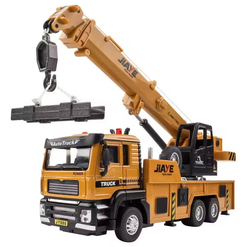 1-50 Crane Truck Model - Alloy Diecast, Extendable Boom, Pull-Back Action, Safe for Ages 3+