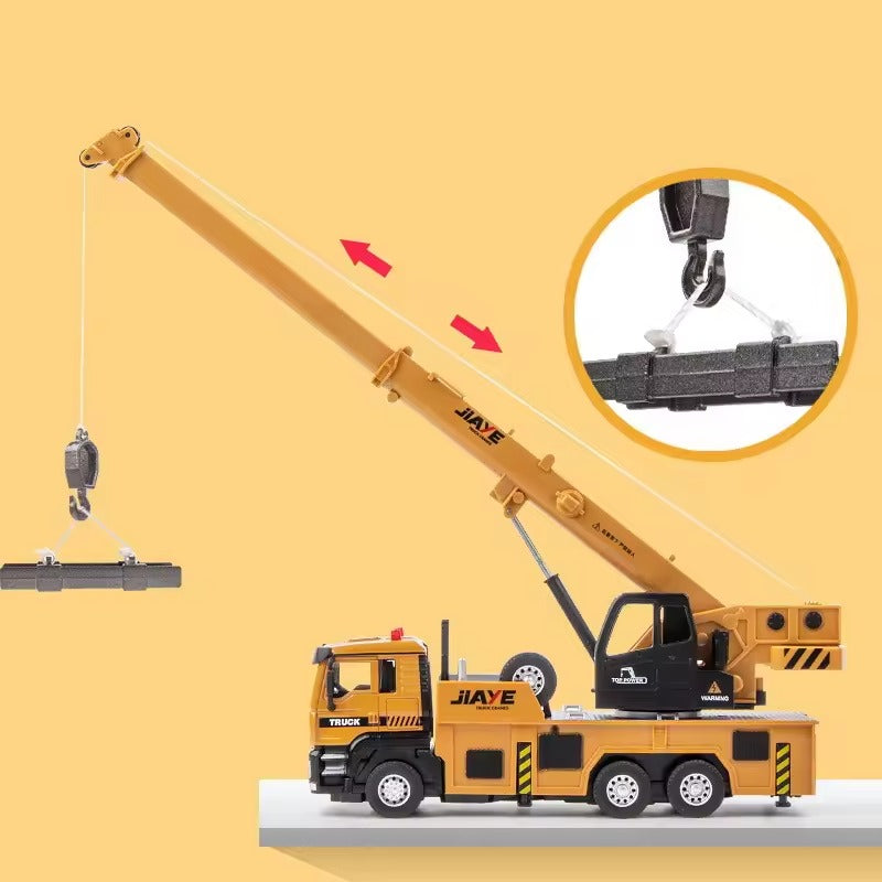 1-50 Crane Truck Model - Alloy Diecast, Extendable Boom, Pull-Back Action, Safe for Ages 3+