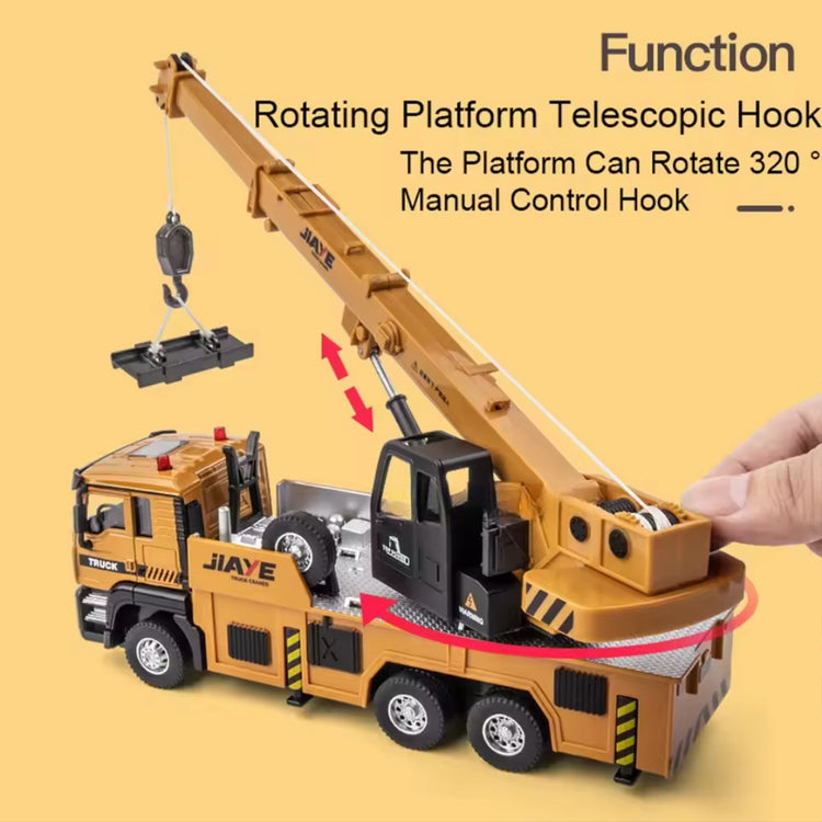 1-50 Crane Truck Model - Alloy Diecast, Extendable Boom, Pull-Back Action, Safe for Ages 3+