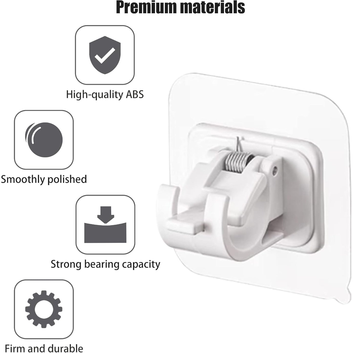 12PCS No Drill Curtain Rod Brackets – Self-Adhesive, Adjustable Design for Easy Installation & Convenient Hanging
